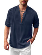 Royalscout MenS Solid Cotton Blend Straight Kurta Shirt | Regular Fit Full Sleeve Short Kurta Navy