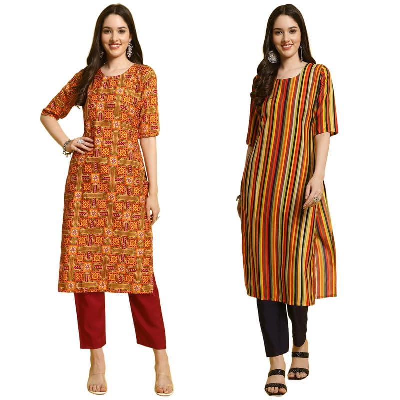 Pinkmint Kurta & Pant Set ll Printed Kurti ll Combo Kurta Set ll (Pack of 2)