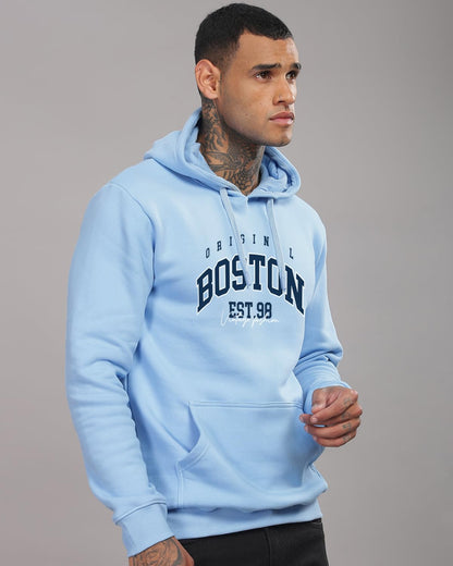 ADRO Men's Cotton Neck Hooded Sweatshirt (H24-BOST-SK_Sky Blue
