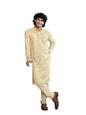 Vardha MenS Viscose Sequin Embellished Stitched Kurta, White Pattern Thread Work Mandarin Collar Long Sleeves Straight Kurta, A