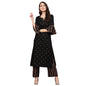 idaLia Women's Black Gold Printed Rayon Kurta Set