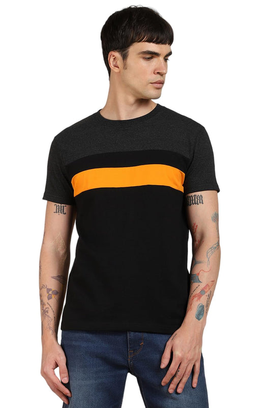 Dennis Lingo MenS Cotton Black Solid Crew Neck T-Shirt