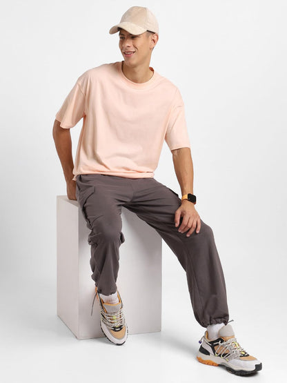 Nobero MenS Graphic Print Oversized Fit T-Shirt (1M-Twrt-C0838-Pal_Blush-Branching Out