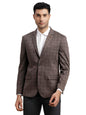 Turtle Men Terry Rayon Checkered Brown Blazer