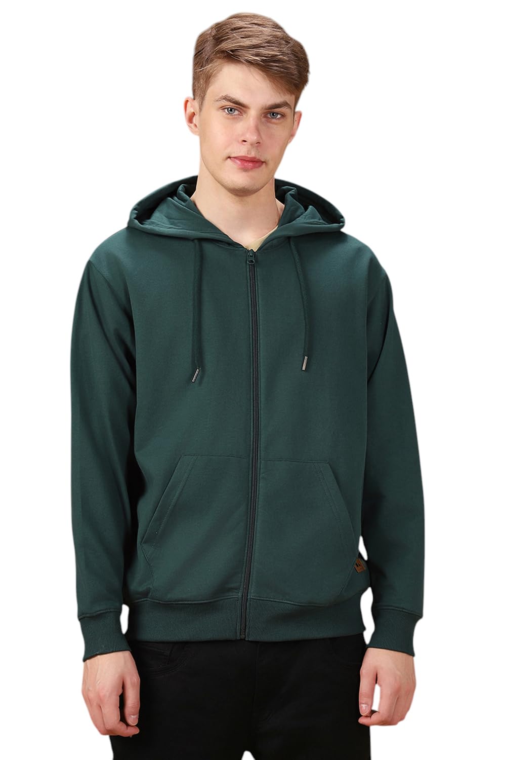 Dennis Lingo Men Solid Polycotton Regular Fit Full Sleeves Front-Open Sweatshirts Blue