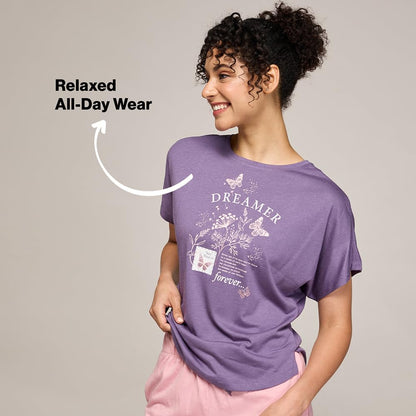 Nykd (Nys931 Soft Modal Cotton Sleepwear T Shirt For Women | Relaxed Fit Top With Round Neck & Extended Sleeves | Perfect For Ni