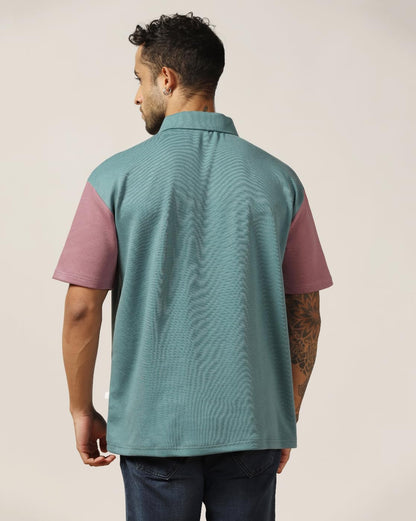 Leriya Fashion MenS Color Block Oversized Fit T-Shirt (Lf-Mt-1097_Green