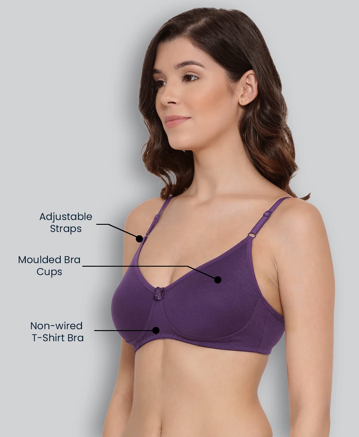 Lyra WomenS Cotton Non Padded Wire Free Seamless Bra Violet
