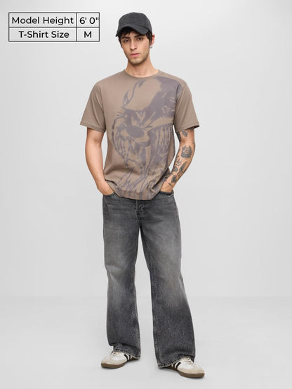 The Souled Store Looney Tunes: Taz Men and Boys Short Sleeves Round Neck Brown Graphic Printed Regular Fit Cotton T-Shirts