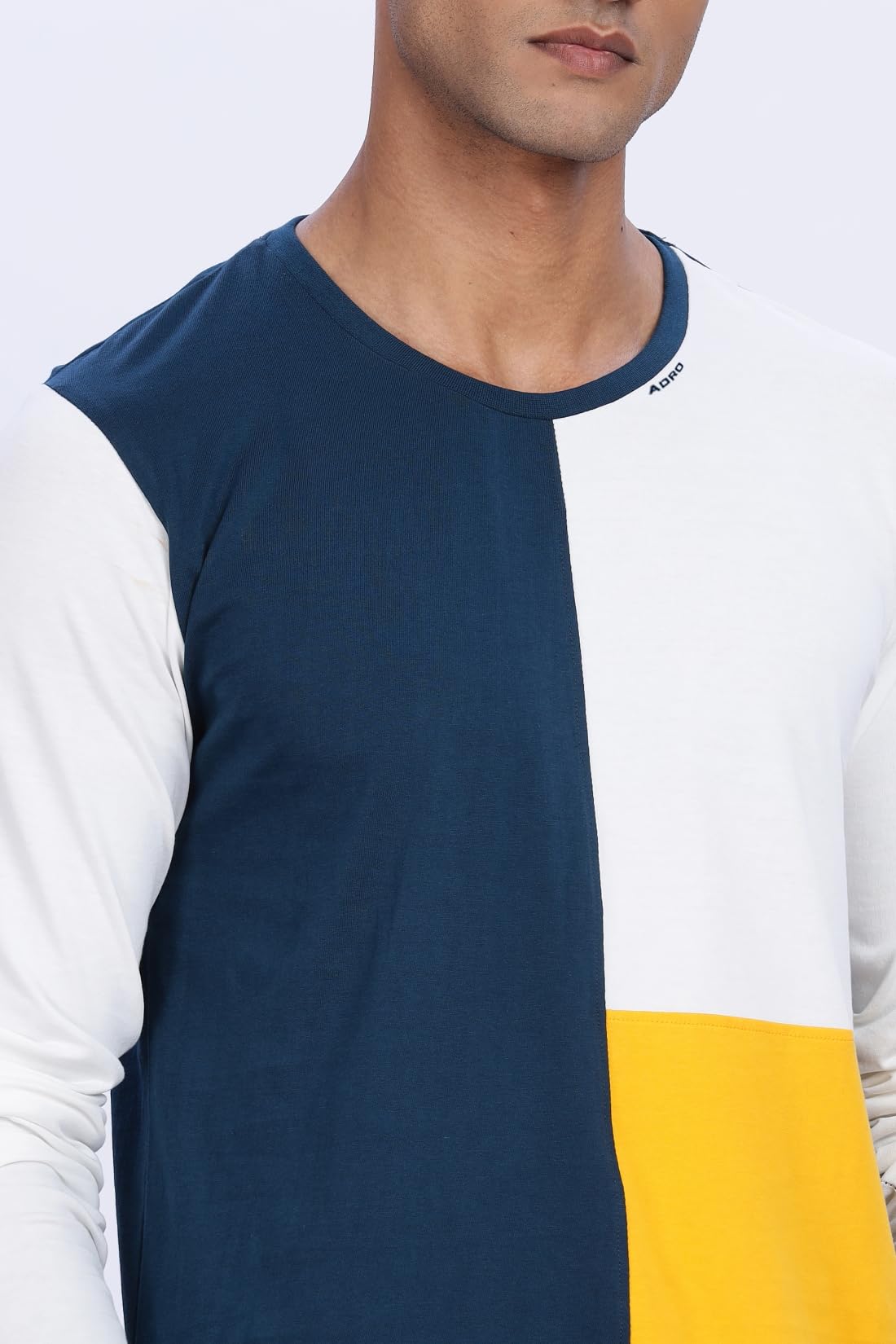 ADRO Mens Solid Regular Fit T-Shirt (FR24-SBWS_Steel, White