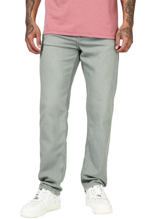 Bewakoof Mens Washed Slim Straight Fit Polycotton Jeans_687444_Grey_32