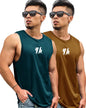 Eyebogler Mens Cotton Blend Vest Combo Pack Of 2 Blue-Mustard