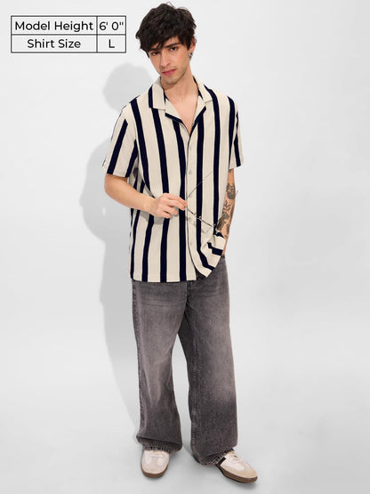 The Souled Store Eclipse Men and Boys Long Sleeve Collared Neck Button Down Cotton Textured Shirts for Men