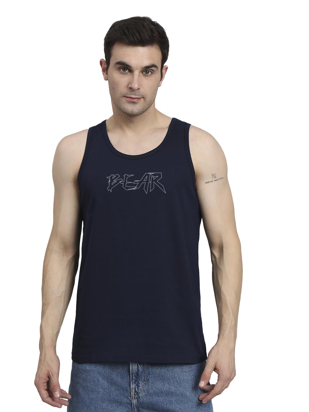 Peppyzone Mens S to 5XL Stylish Cotton Printed Vests for Men | Round Neck, Slim Fit, Sleeveless T-Shirt Vest for Men | Casual I