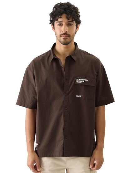 The Souled Store Street Division Cotton Short Sleeve Collared Neck Button Down Oversized Fit Shirts for Men and Boys - Perfect f