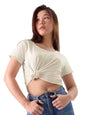 The Souled Store Slub T-Shirt: Off-White Women and Girls Short Sleeves Round Neck Cotton Relaxed Fit T-Shirts