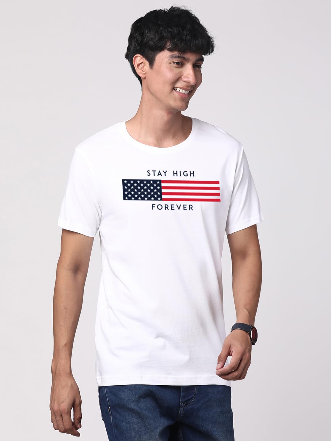 ADRO Mens Flag Printed Cotton T-Shirt_RN24-L2-FLAG-WH