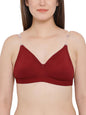 Clovia Womens Cotton Rich Non-Wired Bra|Full Cup Coverage | T-Shirt Bra with Transparent Multiway Straps for Everyday Use (BR03