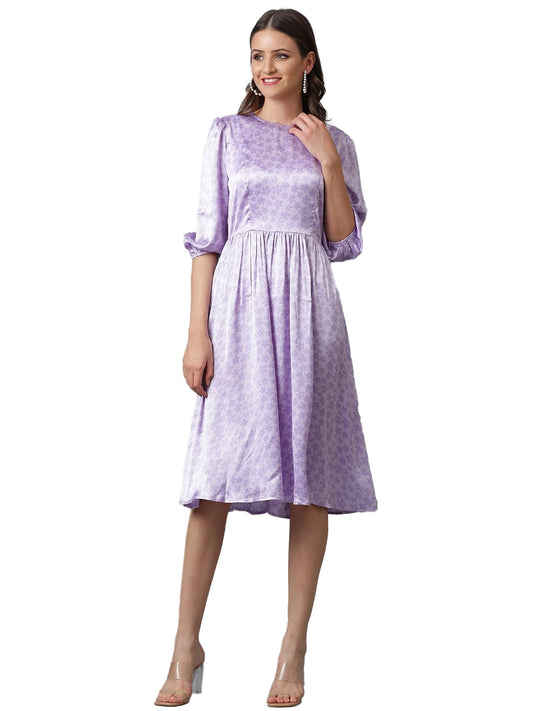 Kotty WomenS Fit And Flare Floral Printed Dress Lavendor