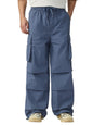 The Souled Store Solids: Prussian Blue Men and Boys Drawstringed Cotton Baggy Fit Parachute Pants