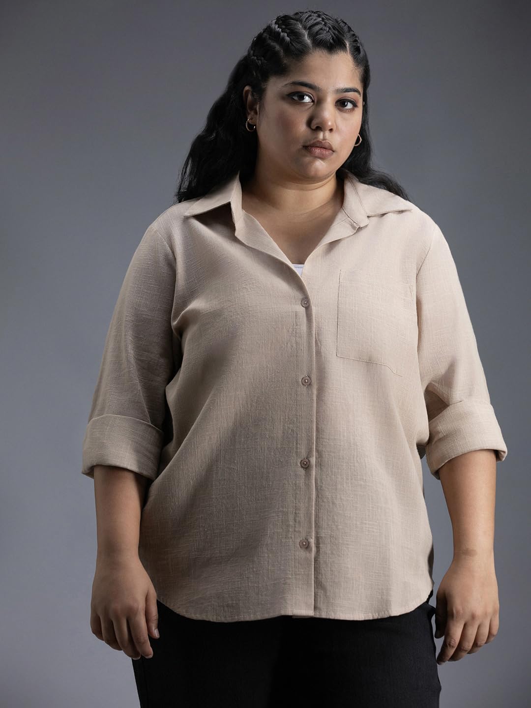 High Star WomenS Solid Classic Fit Shirt (Hswshw23509P_Tf_Brown