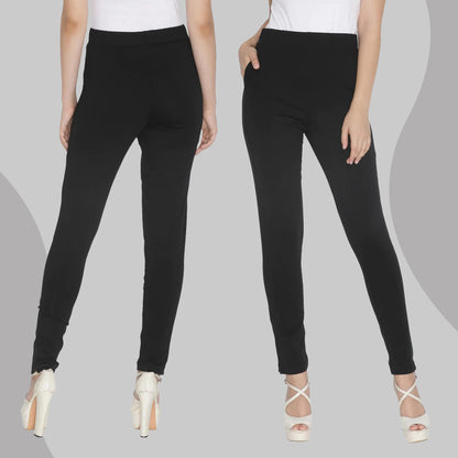 Lyra Cotton Strech Pencil Pant For Women | Mid-Waist | Fashionwear Black