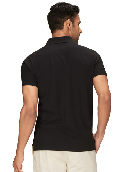 XYXX Mens Solid Regular Fit Shirt (XY_CR14_Polo Tshirt_1_Black