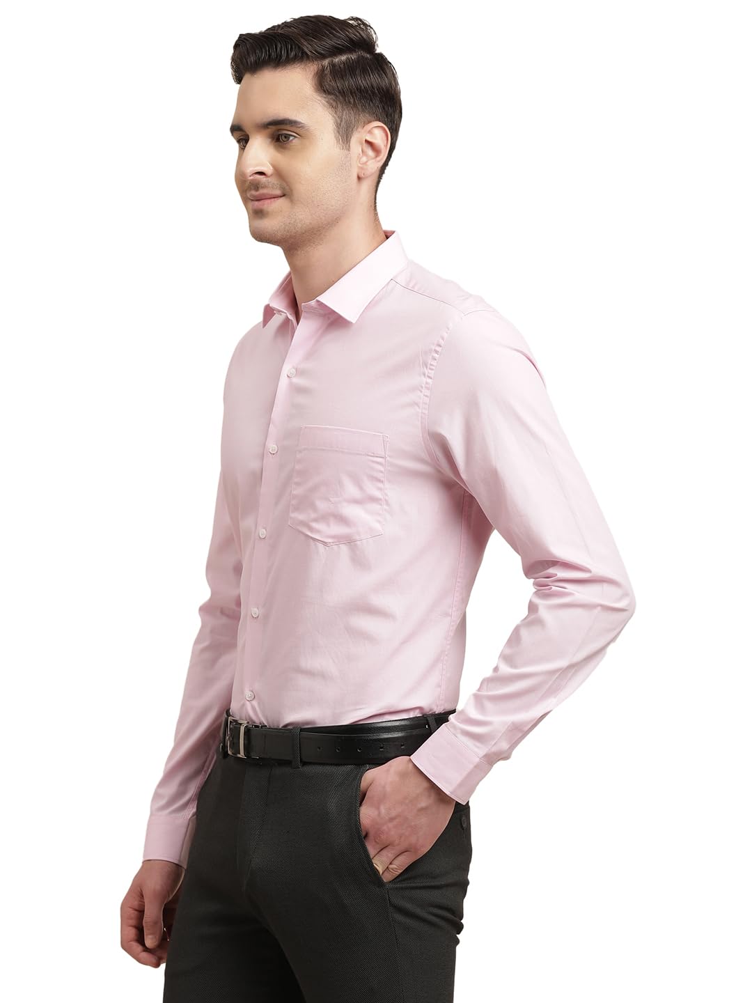 Turtle Men Light Pink Regular Fit Solid Pure Cotton Formal Shirt