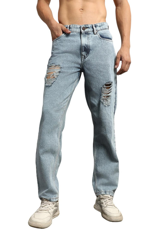 Hubberholme Men Summer Cotton Tapered Fit Mid-Rise Jeans 19 Blue