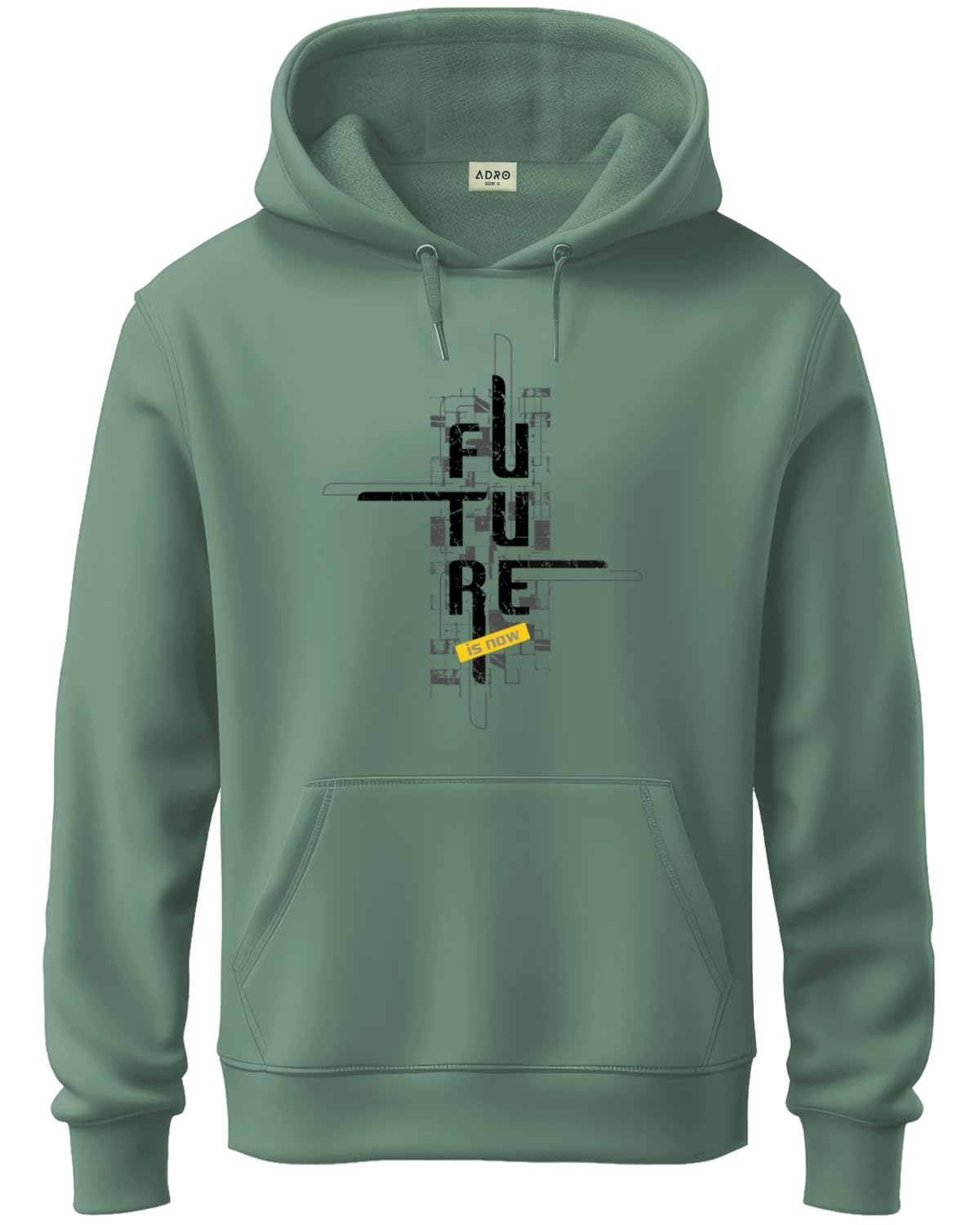 ADRO Men's Cotton Blend Neck Hooded Sweatshirt (H24-FTR-PT_Pista
