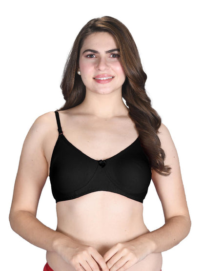 Lux Venus Comfortable Tees Bra With Adjustable Strap Black