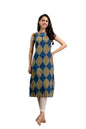 Stylum Womens Ethnic Printed Cotton Straight Kurta Blue