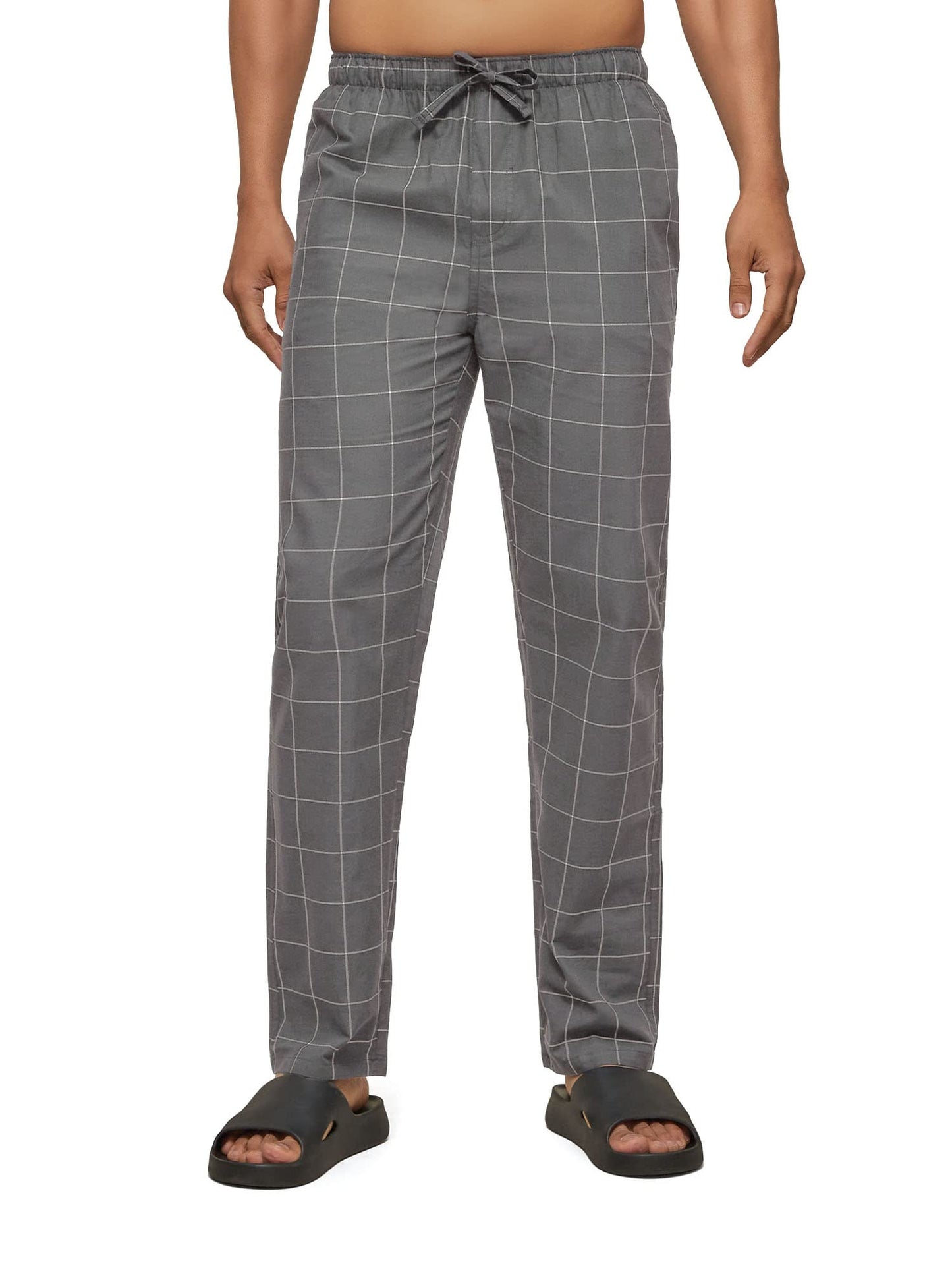 XYXX Mens Super Combed Cotton Checkered Checkmate Pyjamas [Pack of 2] Elasticated Waist, Drawstring | Loungewear for Men in Pin