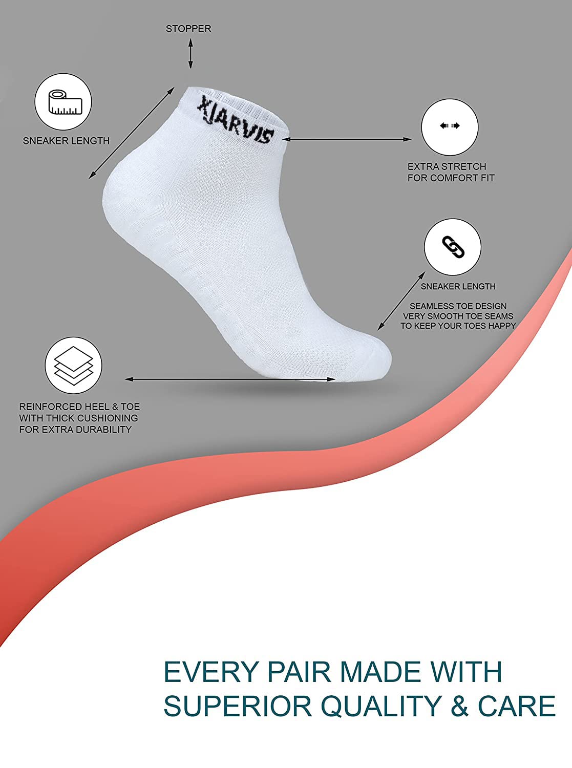 Xjarvis Ankle Length Socks For Men & Women - Moisture-Wicking, Odor-Free, Breathable Cotton, Cushioned Half Terry Combo - Ideal