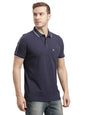 Turtle Men Cotton Stretch Blue Solid Polo T-Shirt