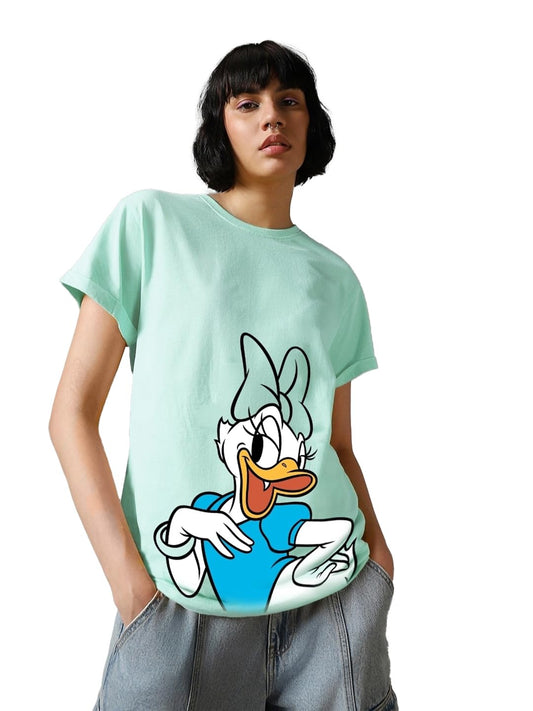 Bewakoof Official Disney Merchandise Womens Graphic Print Boyfriend Fit Half Sleeve Round Neck Cotton Relaxed Fit T-Shirt_60833