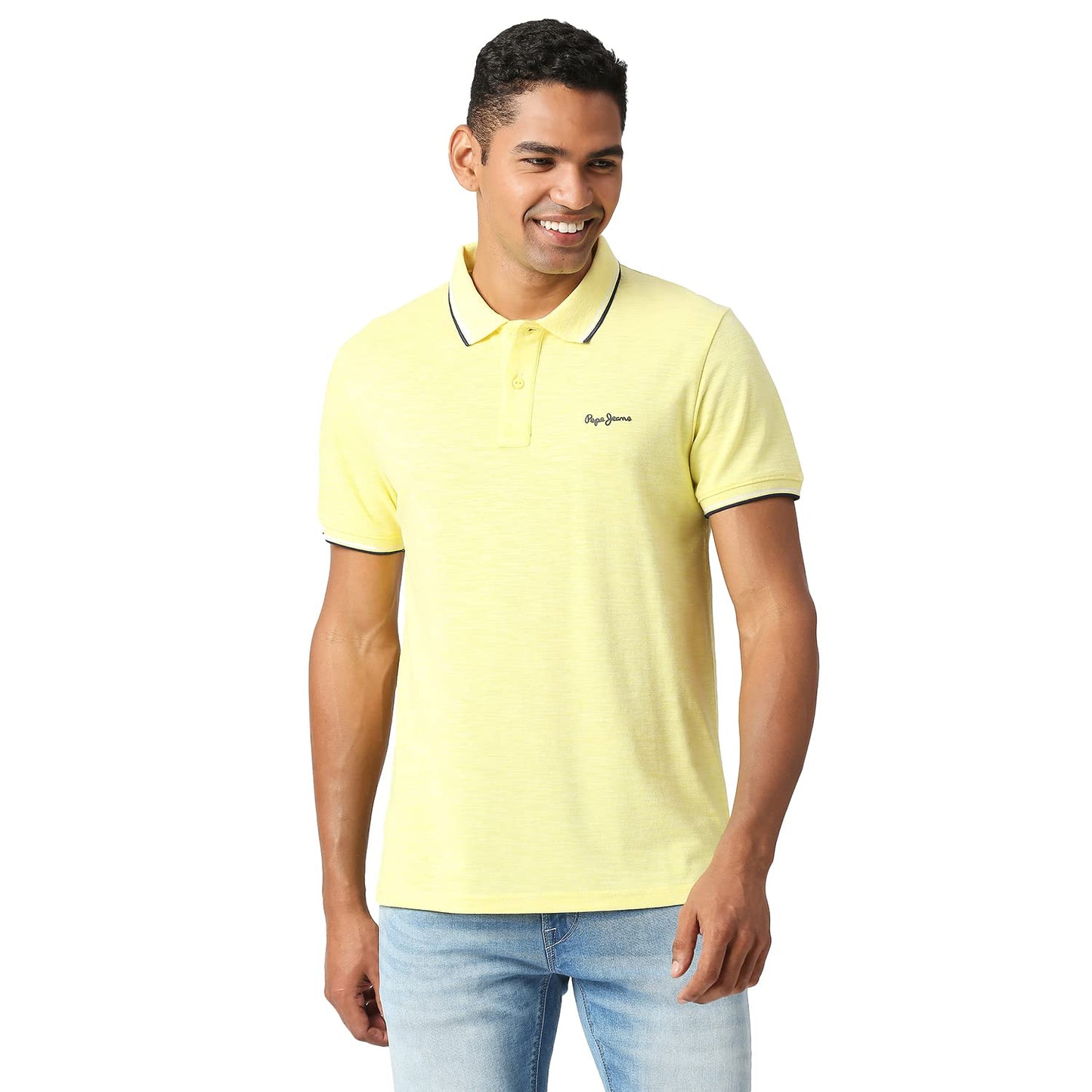 Pepe Jeans MenS Solid Regular Fit T-Shirt (Pm542032043S_Yellow