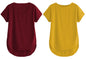 Fabricorn Combo Of Plain Maroon V-Neck And Mustard Yellow Round Neck Up And Down Cotton Tshirt For Women (Maroon And Mustard Yel