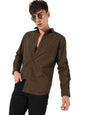 Campus Sutra Mens Solid Olive Green Button Up Collared Shirt for Casual Wear | Shirt Crafted with Regular Sleeve, Comfort Fit &