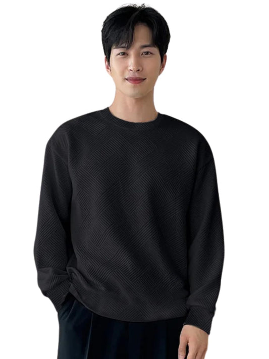 Greciilooks Solid Regular Fit Plain Casual Stylish Latest | Full Sleeve T Shirt For Men Black