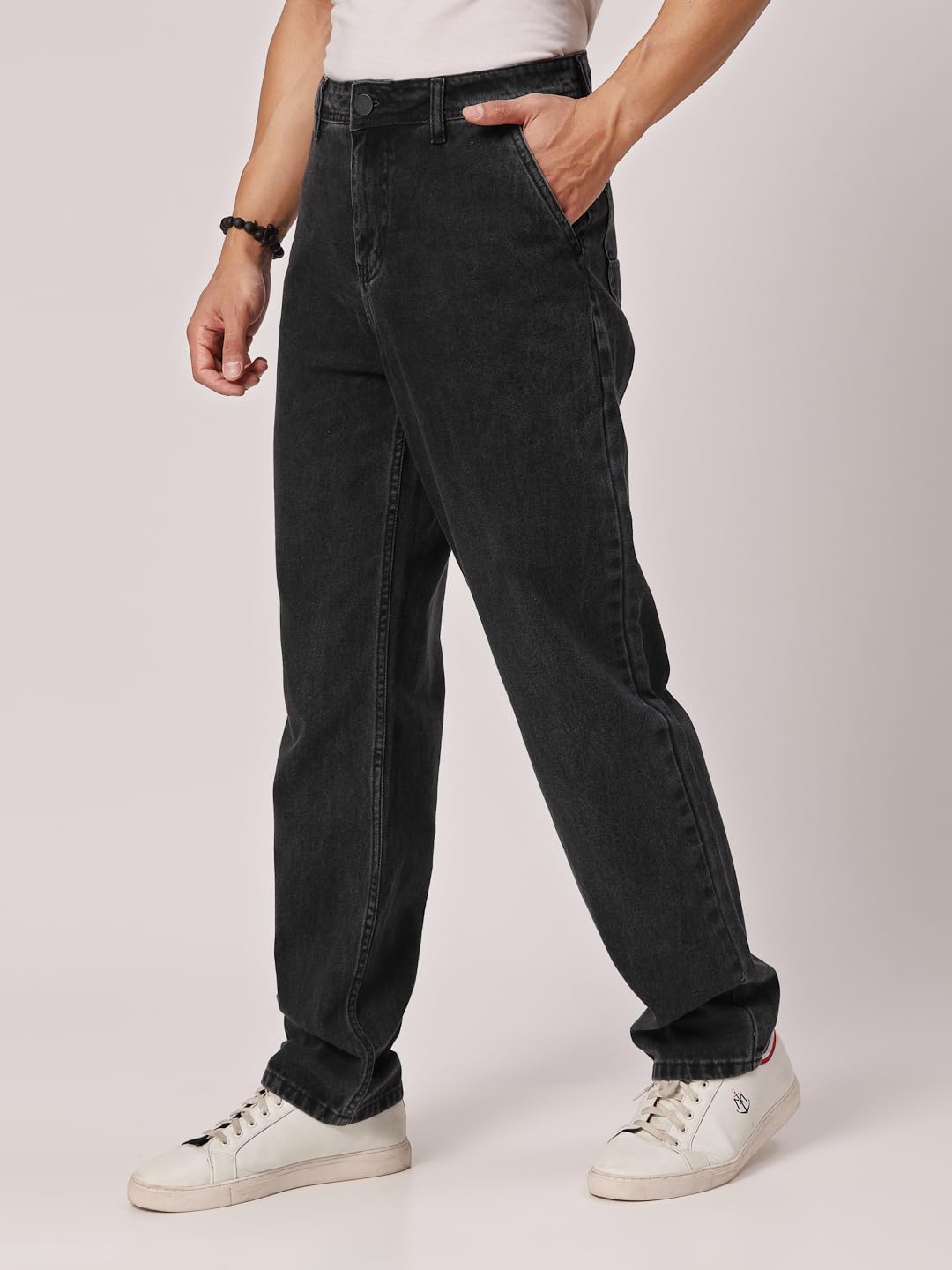 Style Quotient Men Black Relaxed Fit High Rise Cotton Jeans