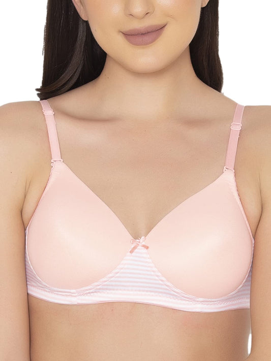 Clovia Womens Level 1 Push-up Non-Wired Demi Cup T-Shirt Bra (BR2222P22_Pink_38C)