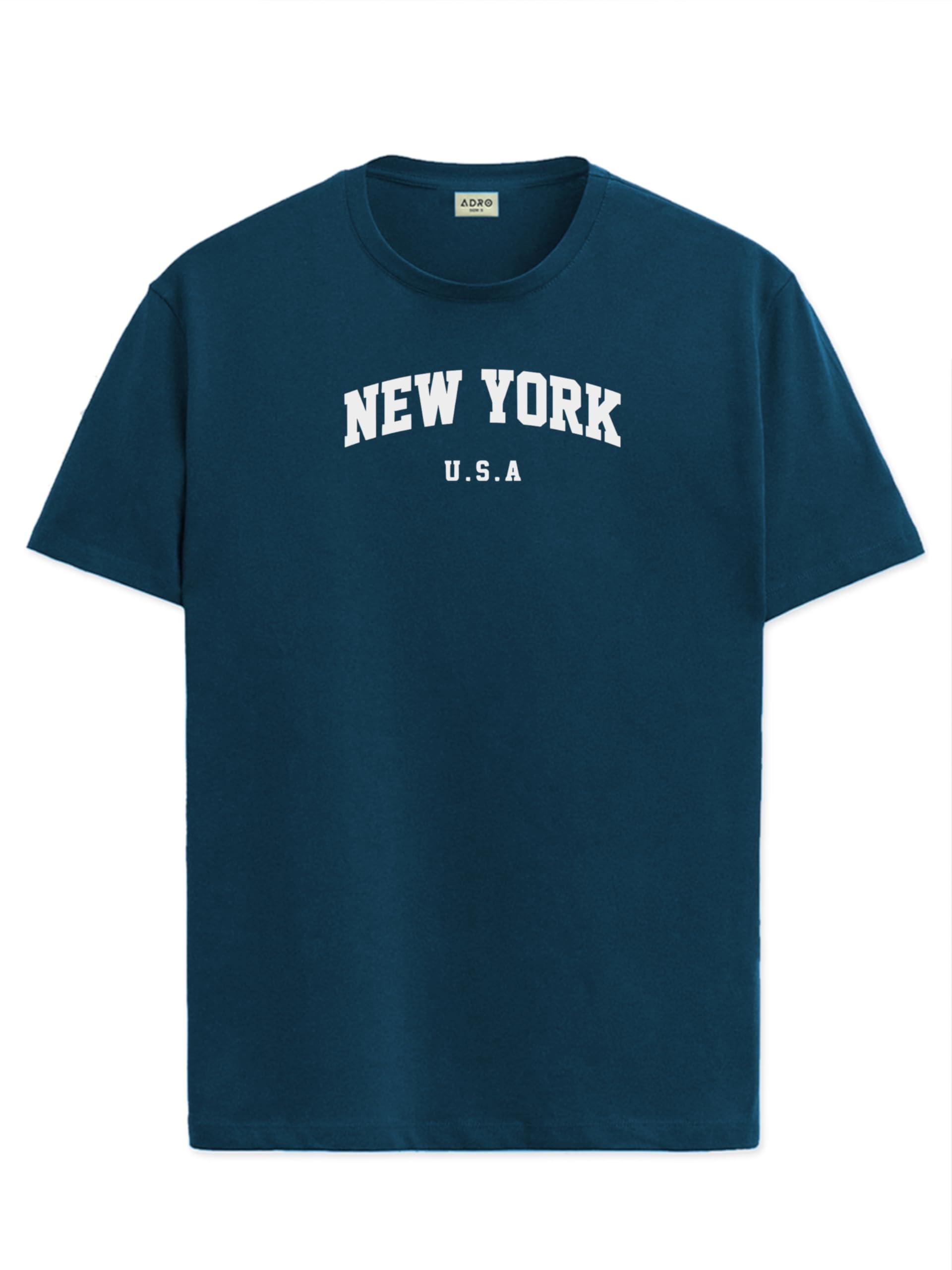 ADRO Mens Solid Regular Fit T-Shirt (RN24-NEW-SB_Teal