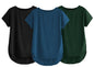 Fabricorn Combo Of Three Plain Bottle Green, Black And Airforce Blue Round Neck Up And Down Cotton Tshirt For Women (Bottle Gree