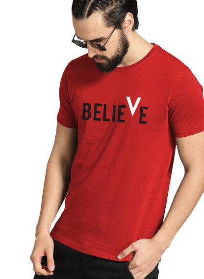 ADRO Men's Believe Design Printed T-Shirt (S)