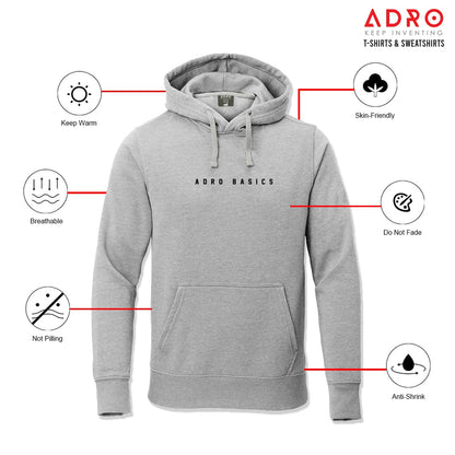 ADRO Men's Cotton Neck Hooded Sweatshirt (H22-M-AR2-GR_Grey)