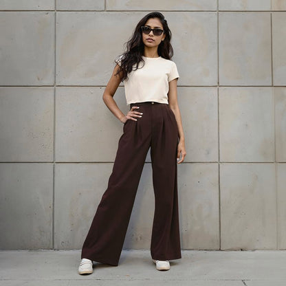 BlissClub AM:PM Korean Tailored Trousers | Mock Fly | Belt Loops | Gold Button | 95% Cotton | CottonFlo Fabric | Breathable