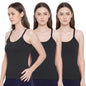 Rupa Softline Women Super Combed Cotton Camisole, Under-Shirt, Stretchable and Body-Hugging, Black,Pack of 3