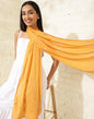 Fabindia Yellow Cotton Embroidered Stole For Women (Free Size)