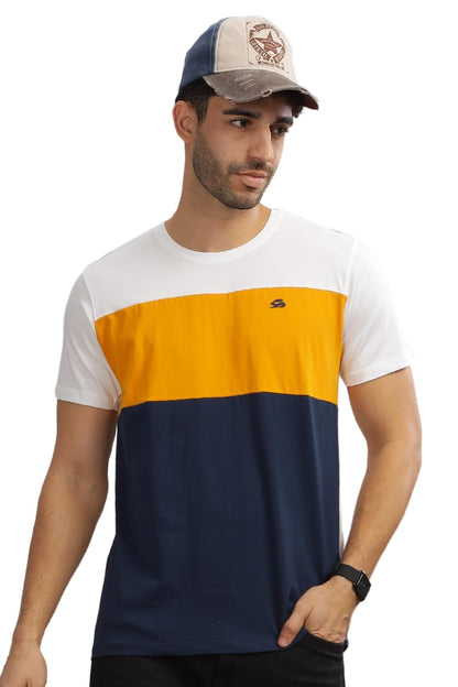 ADRO Tshirt for MenMulti Color T-Shirt for MenCotton T-ShirtMens TshirtRN8-24-WHMUNB